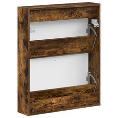 vidaXL Wall-Mounted Shoe Cabinet HAARLEM 71 x 17 x 86 cm Smoked Oak 6
