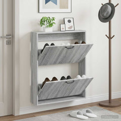 vidaXL Wall-Mounted Shoe Cabinet HAARLEM 71 x 17 x 86 cm Grey Sonoma 1