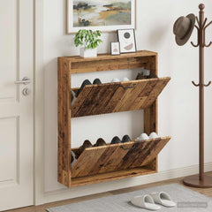 vidaXL Wall-Mounted Shoe Cabinet HAARLEM 71 x 17 x 86 cm Old Wood 1