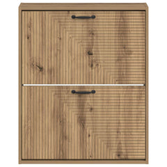 vidaXL Wall-Mounted Shoe Cabinet HAARLEM 71 x 17 x 86 cm Artisan Oak 4