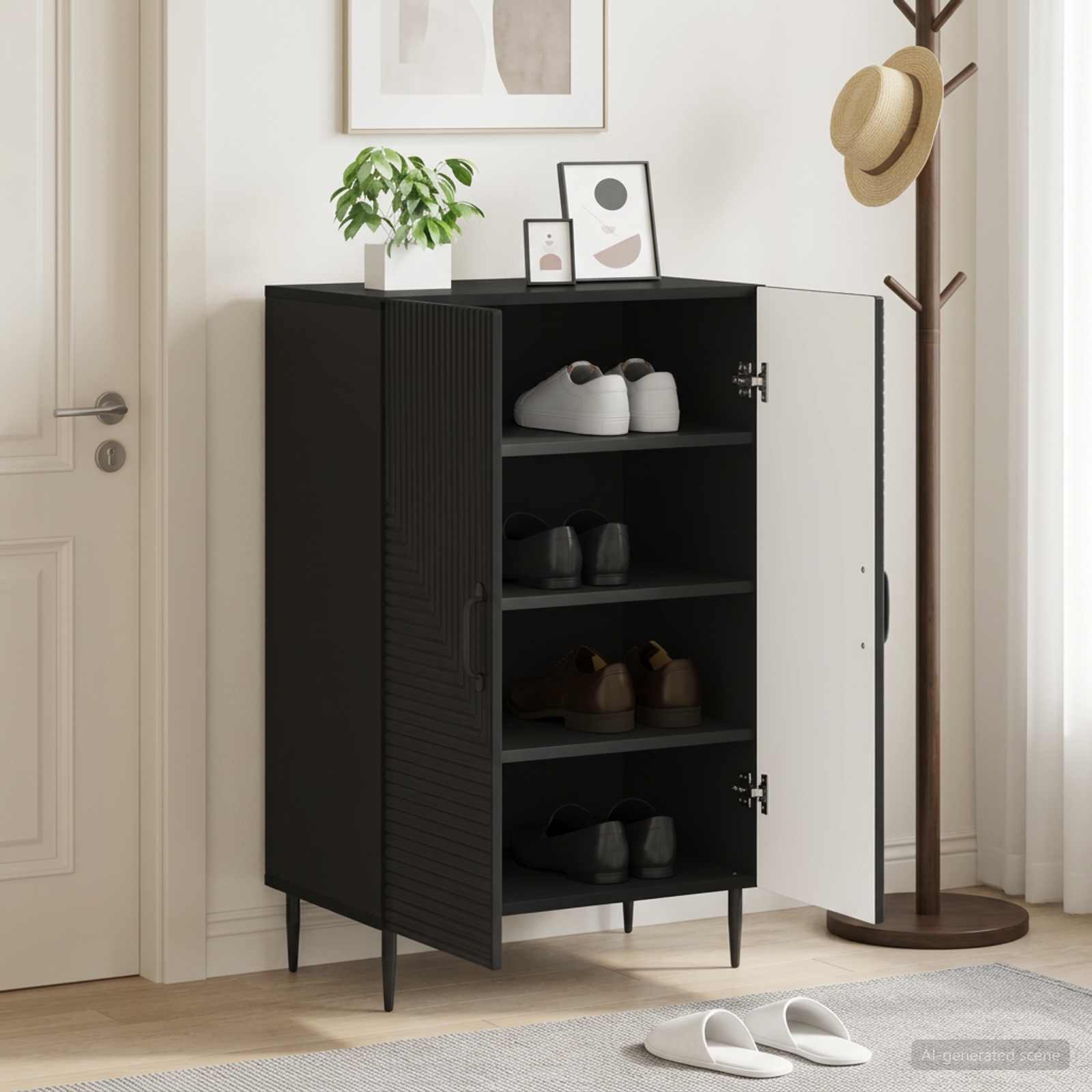 vidaXL Shoe Cabinet HAARLEM 59.5 x 39.5 x 89.5 cm Engineered Wood 1