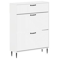 vidaXL Shoe Cabinet HAARLEM 78 x 24 x 103 cm Engineered Wood White 2