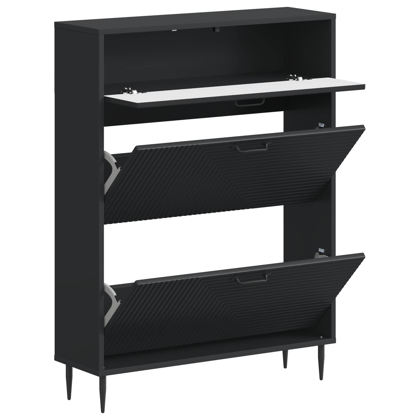 vidaXL Shoe Cabinet HAARLEM 78 x 24 x 103 cm Engineered Wood Black 3