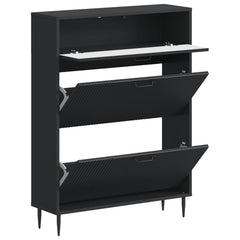 vidaXL Shoe Cabinet HAARLEM 78 x 24 x 103 cm Engineered Wood Black 3