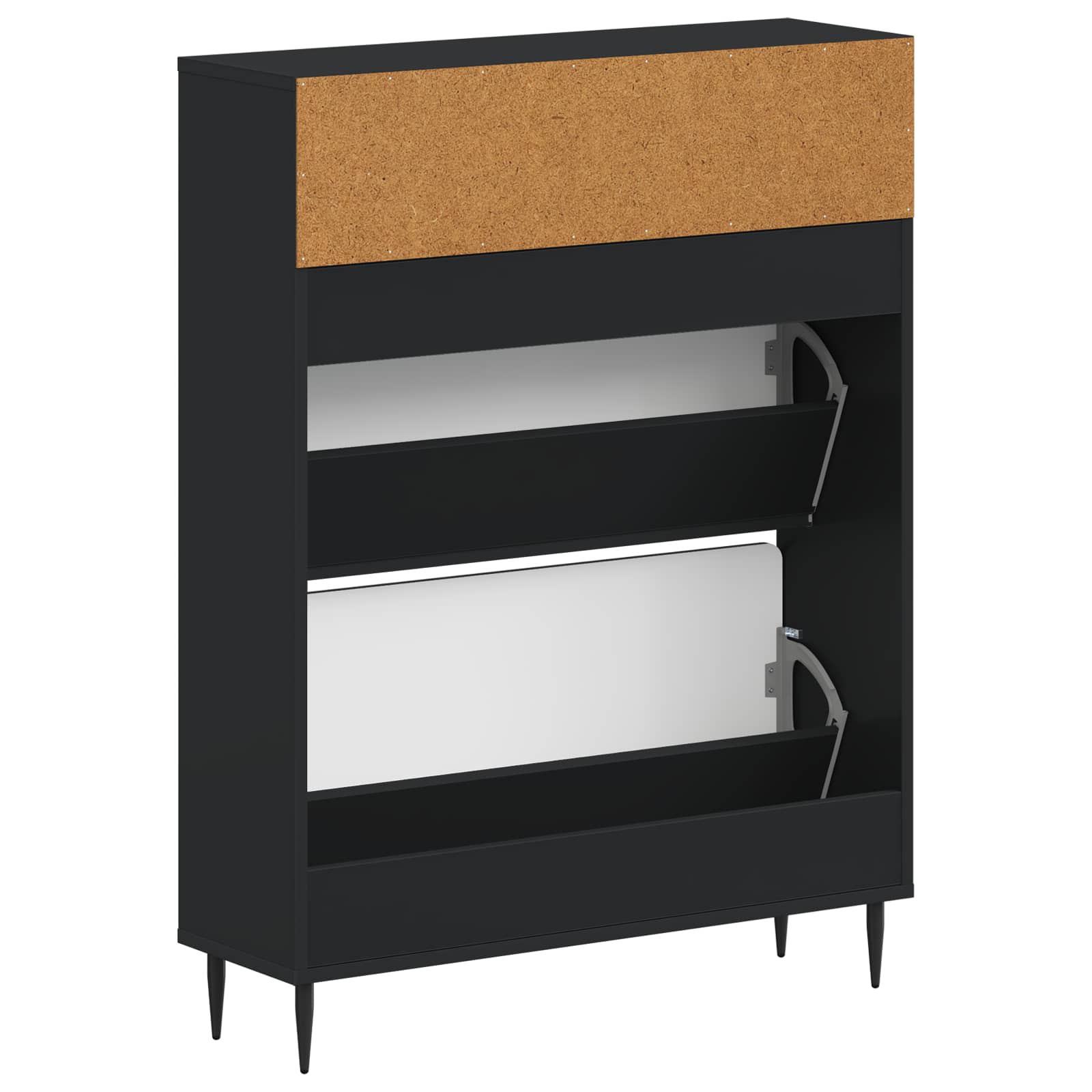 vidaXL Shoe Cabinet HAARLEM 78 x 24 x 103 cm Engineered Wood Black 6