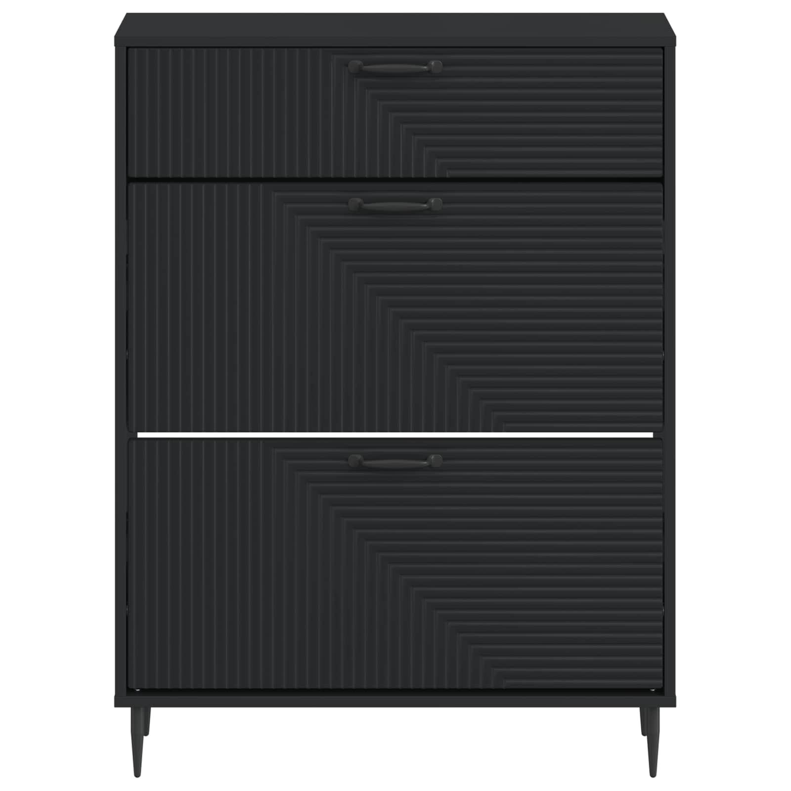 vidaXL Shoe Cabinet HAARLEM 78 x 24 x 103 cm Engineered Wood Black 4