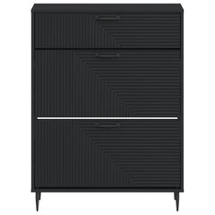 vidaXL Shoe Cabinet HAARLEM 78 x 24 x 103 cm Engineered Wood Black 4