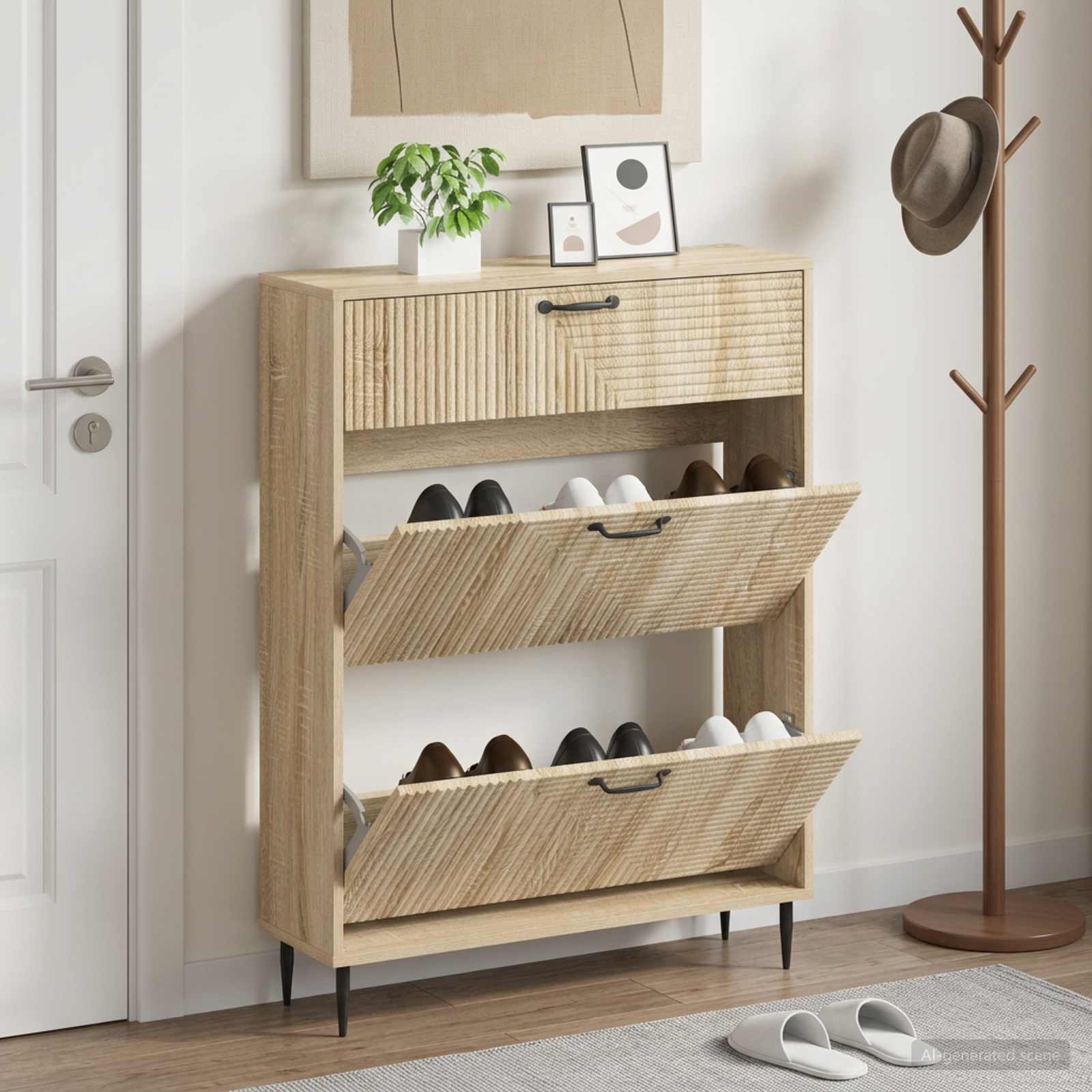 vidaXL Shoe Cabinet HAARLEM 78 x 24 x 103 cm Engineered Wood 1