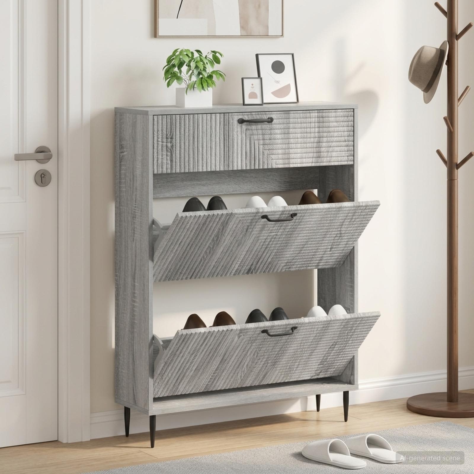 vidaXL Shoe Cabinet HAARLEM 78 x 24 x 103 cm Engineered Wood 1