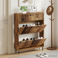 vidaXL Shoe Cabinet HAARLEM 78 x 24 x 103 cm Engineered Wood Old Wood 1
