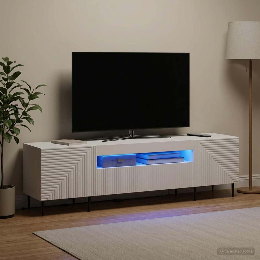 LED TV Cabinet HAARLEM 153 x 35 x 43 cm White