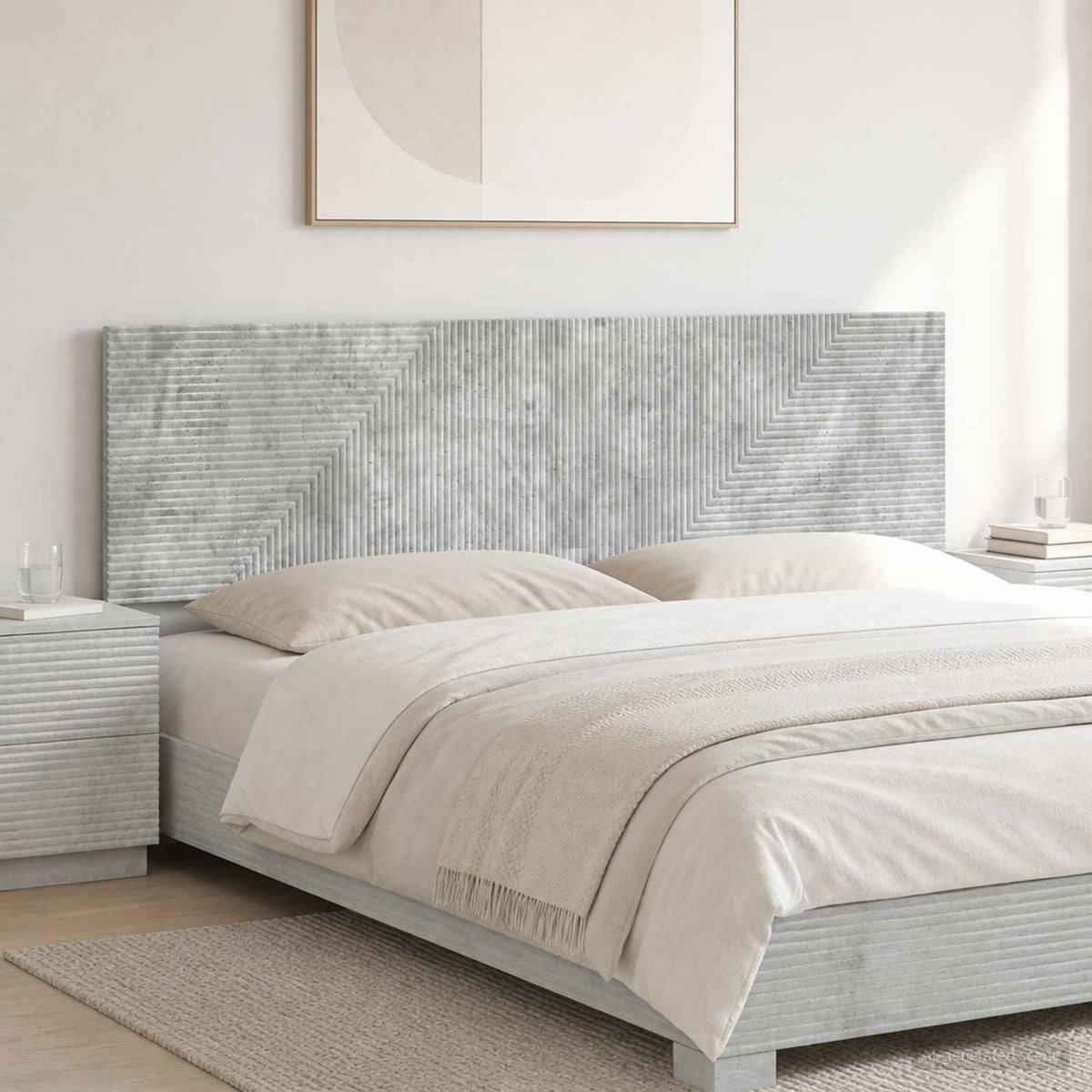 Wall-Mounted Headboard HAARLEM Engineered Wood Width 200 cm Concrete grey