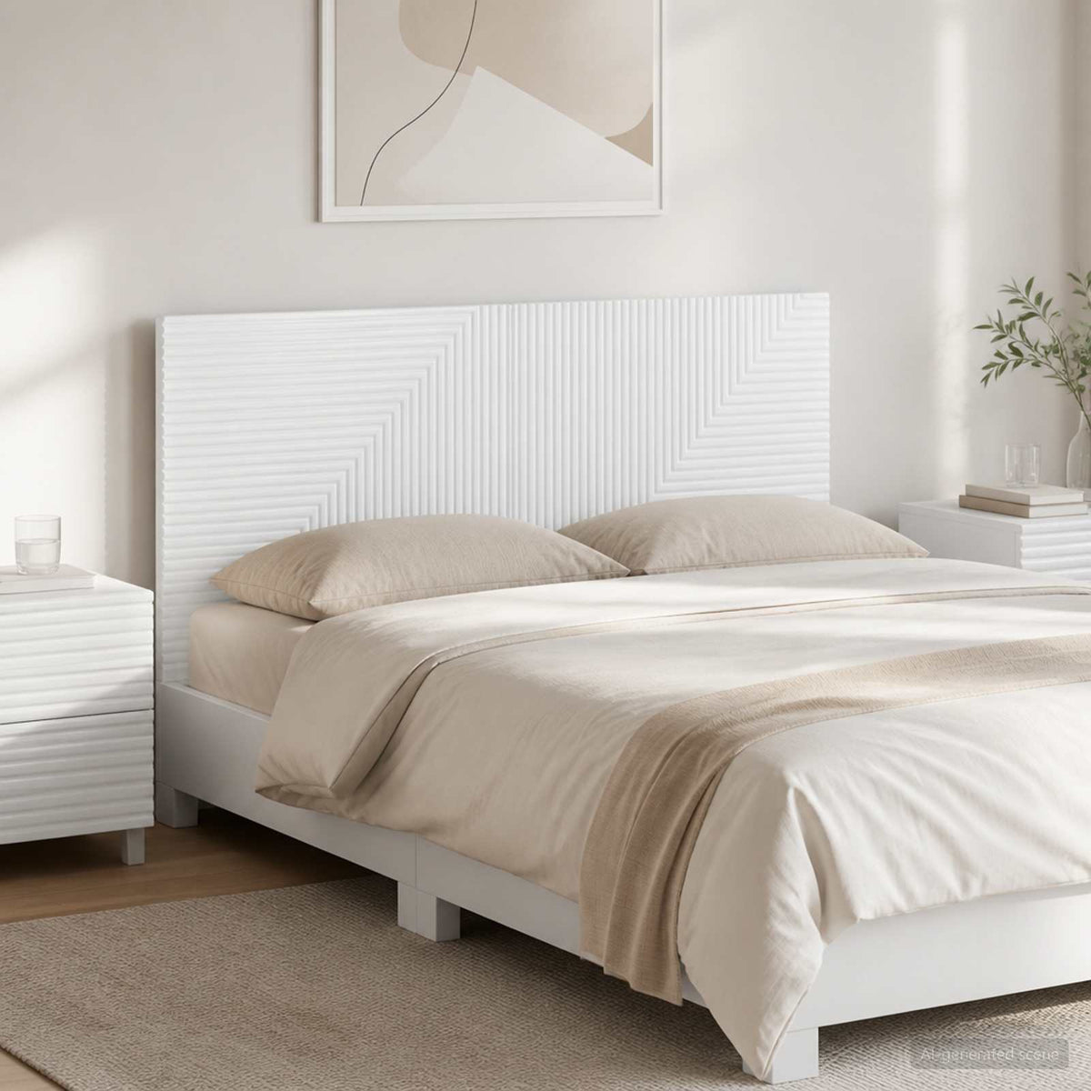 Wall-Mounted Headboard HAARLEM Engineered Wood Width 120 cm High gloss white