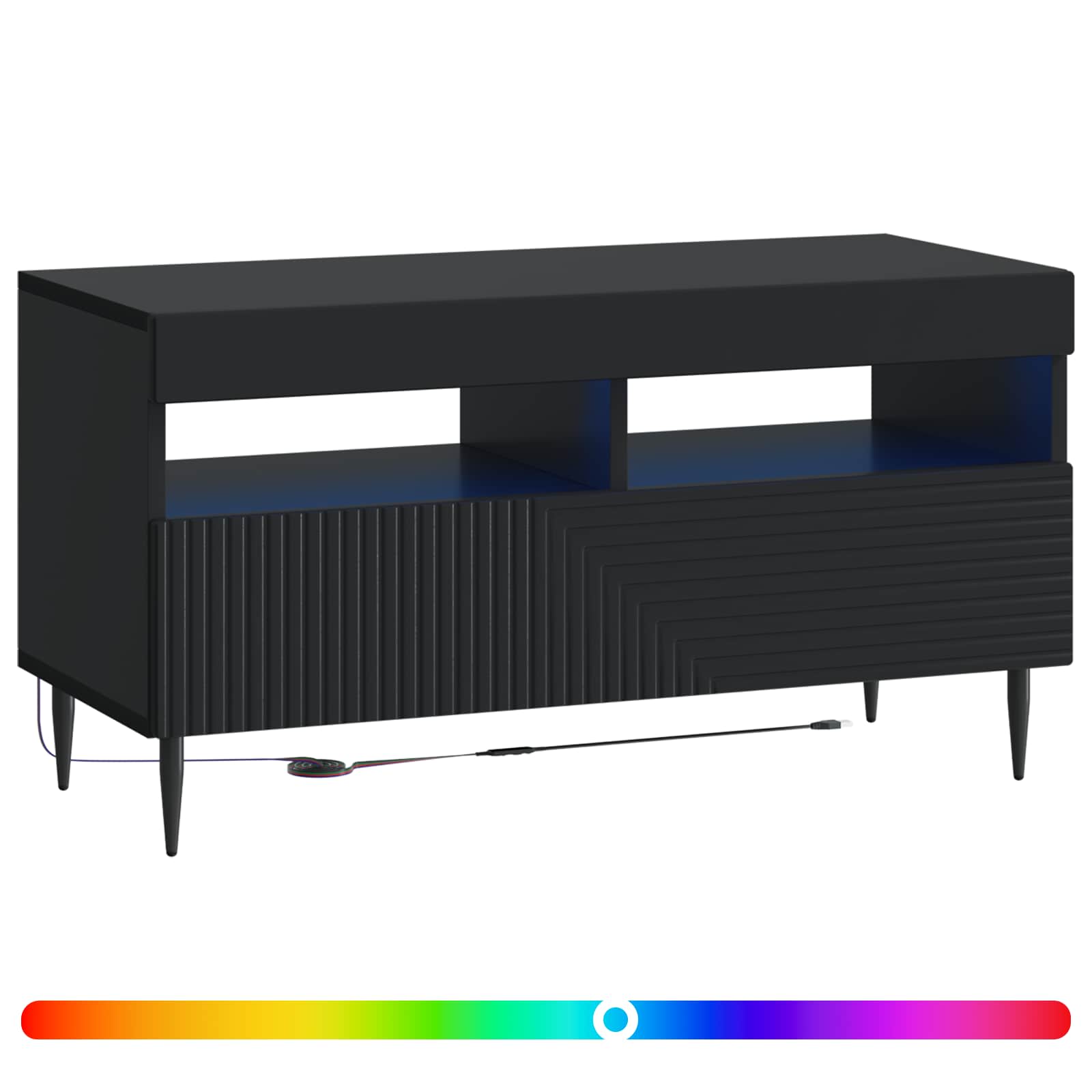 vidaXL LED TV Cabinet Black Engineered Wood 3