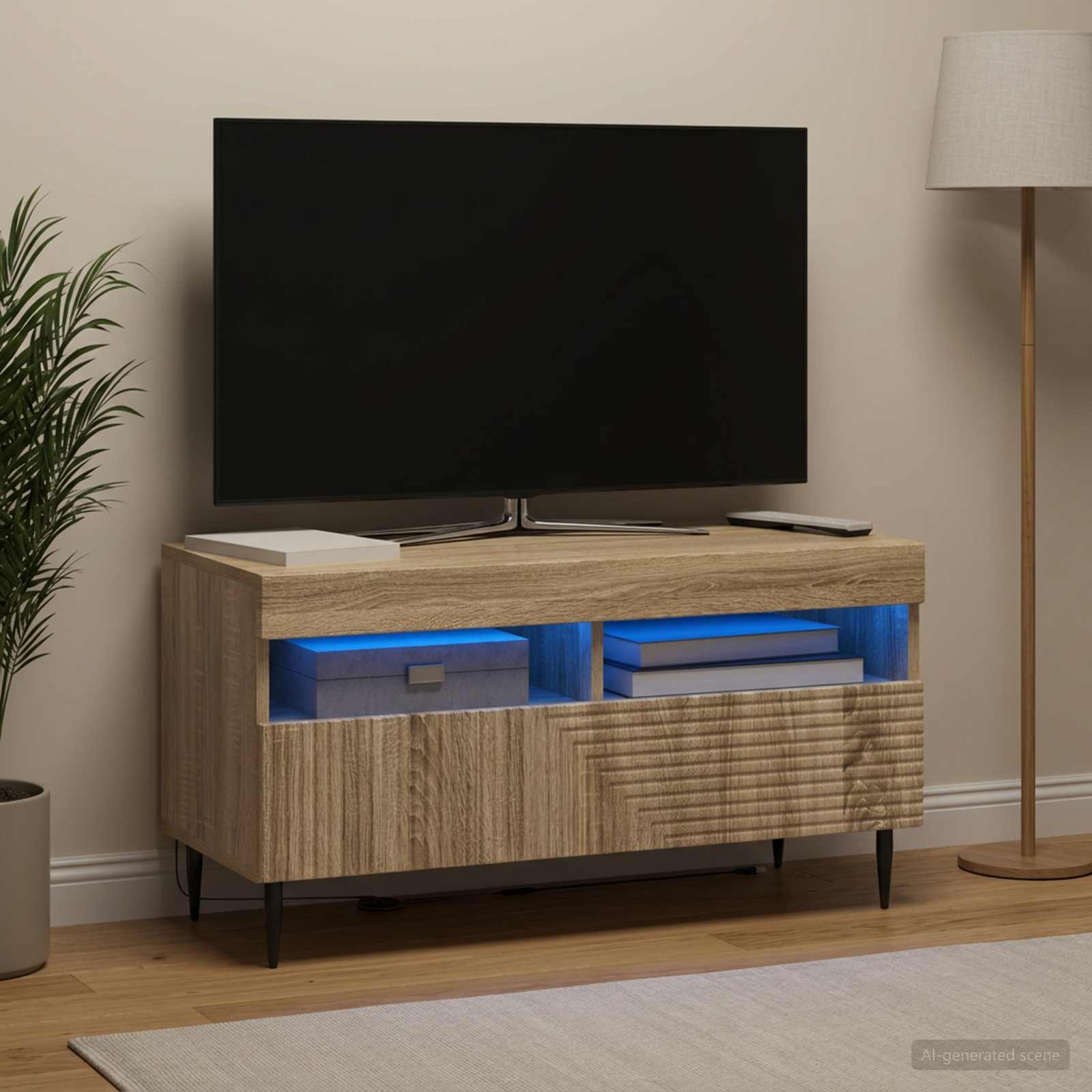 vidaXL LED TV Cabinet Sonoma Oak Engineered Wood 1