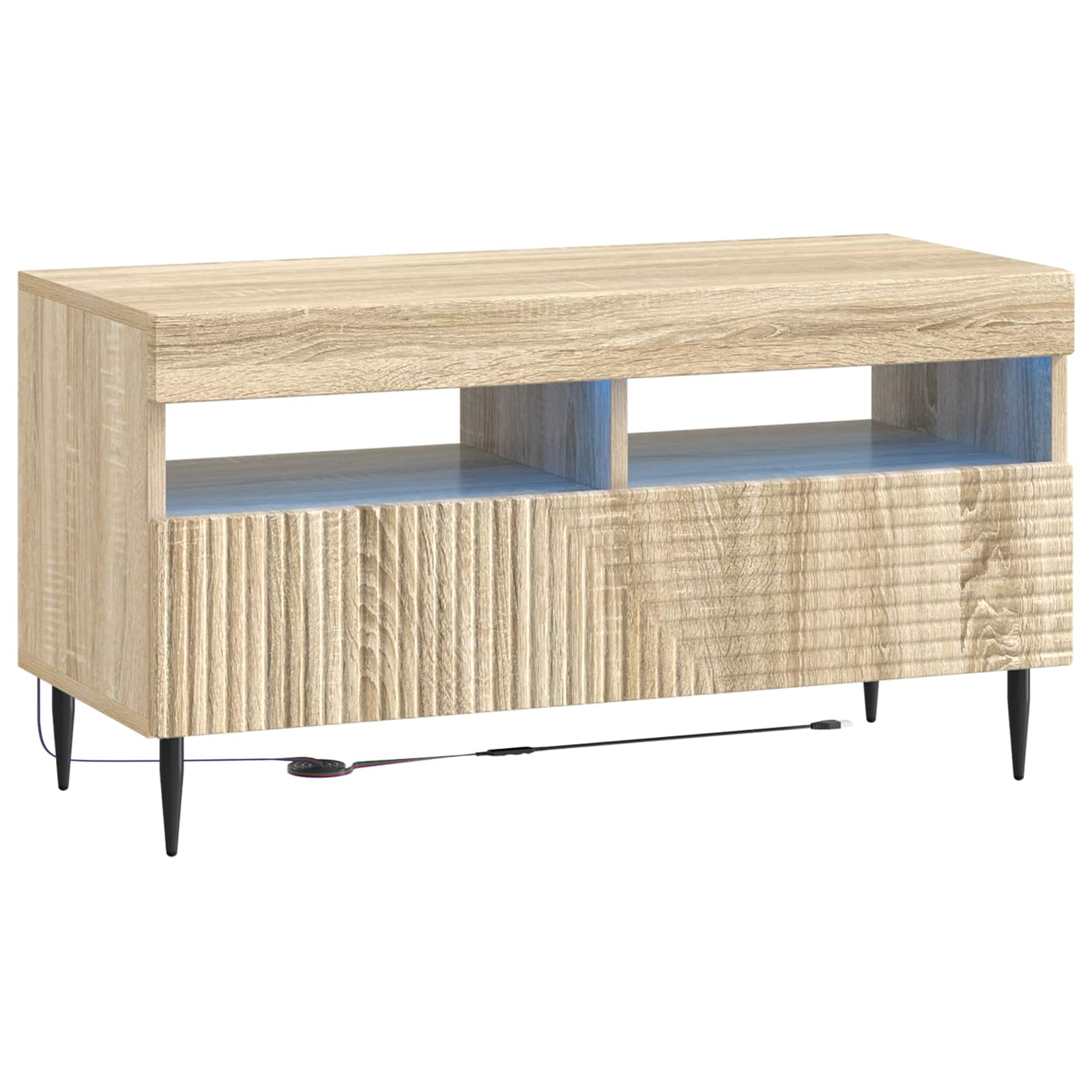 vidaXL LED TV Cabinet Sonoma Oak Engineered Wood 2