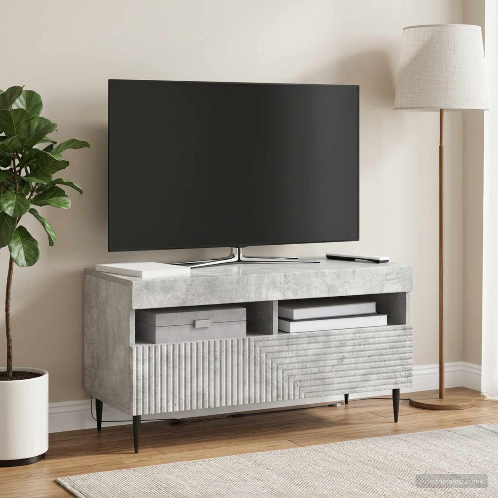 vidaXL LED TV Cabinet Concrete Grey Engineered Wood 1
