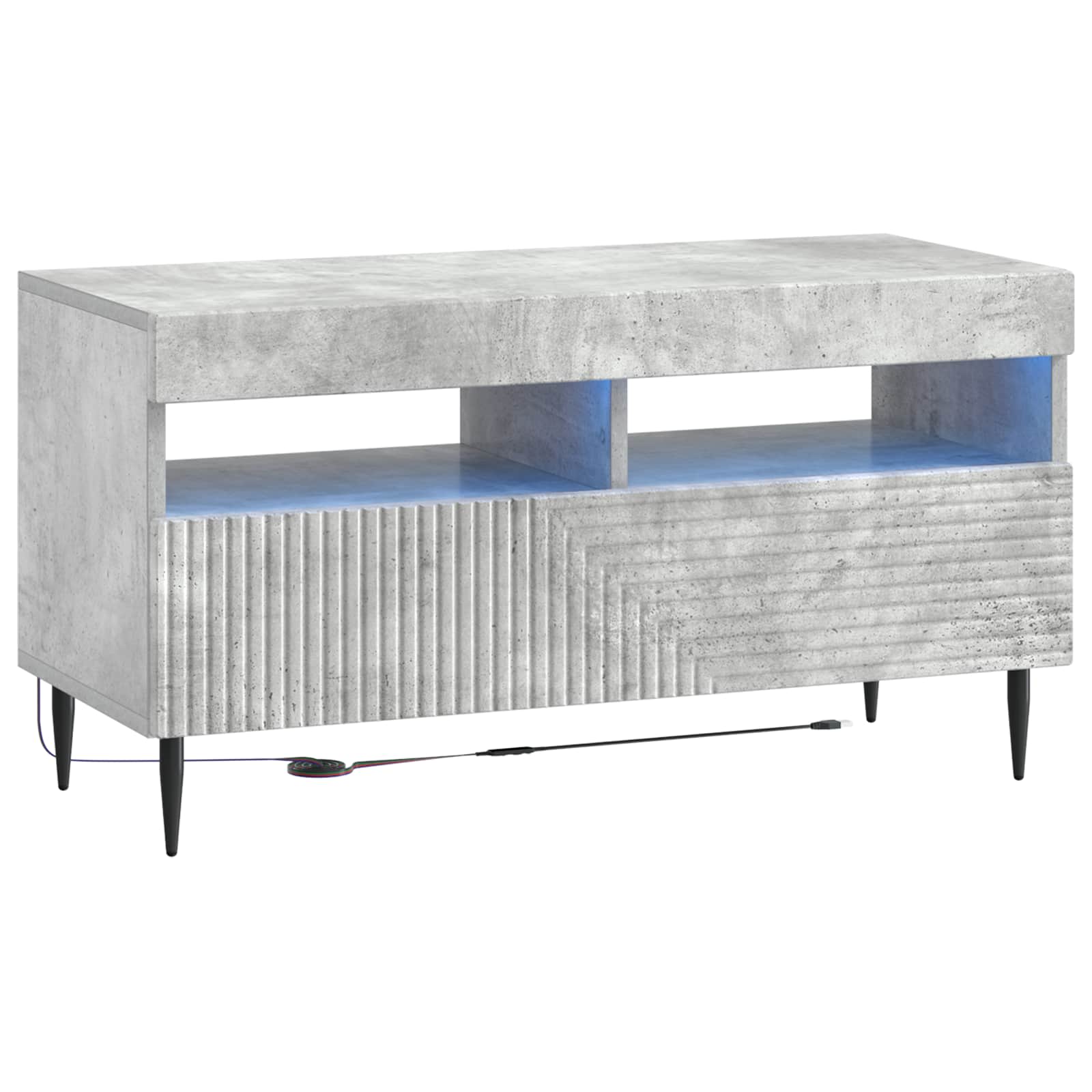 vidaXL LED TV Cabinet Concrete Grey Engineered Wood 2