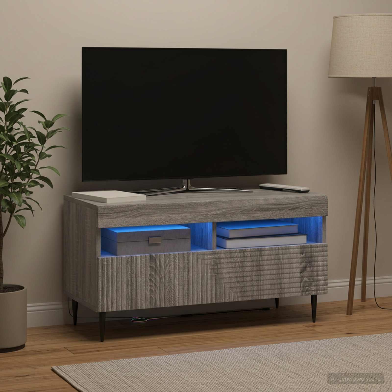 vidaXL LED TV Cabinet Grey Sonoma Engineered Wood 1