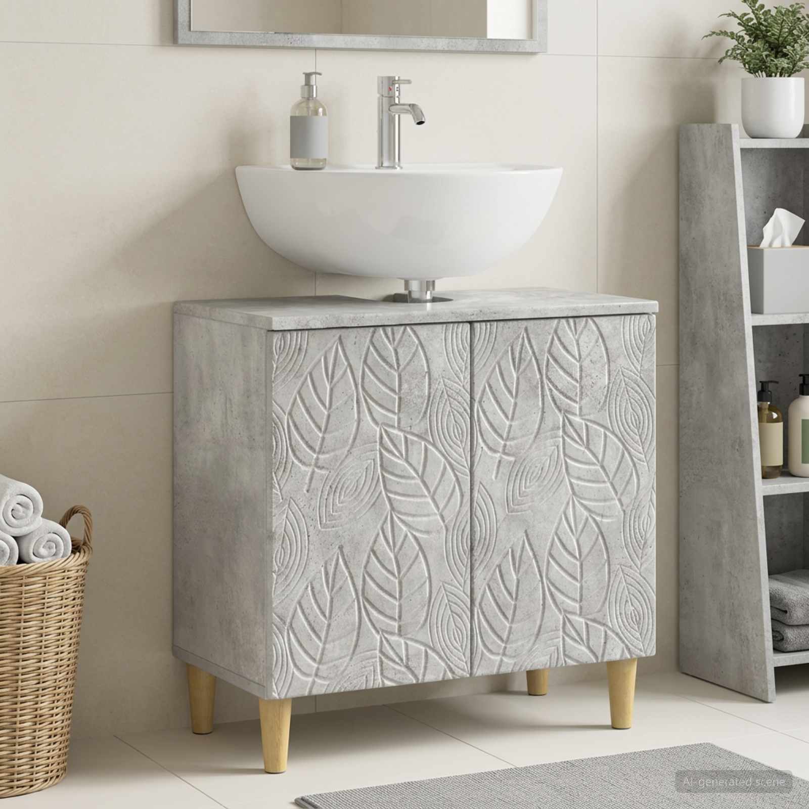 vidaXL Bathroom Sink Cabinet DELFT Concrete Grey 59.5 x 31.5x 59 cm 1