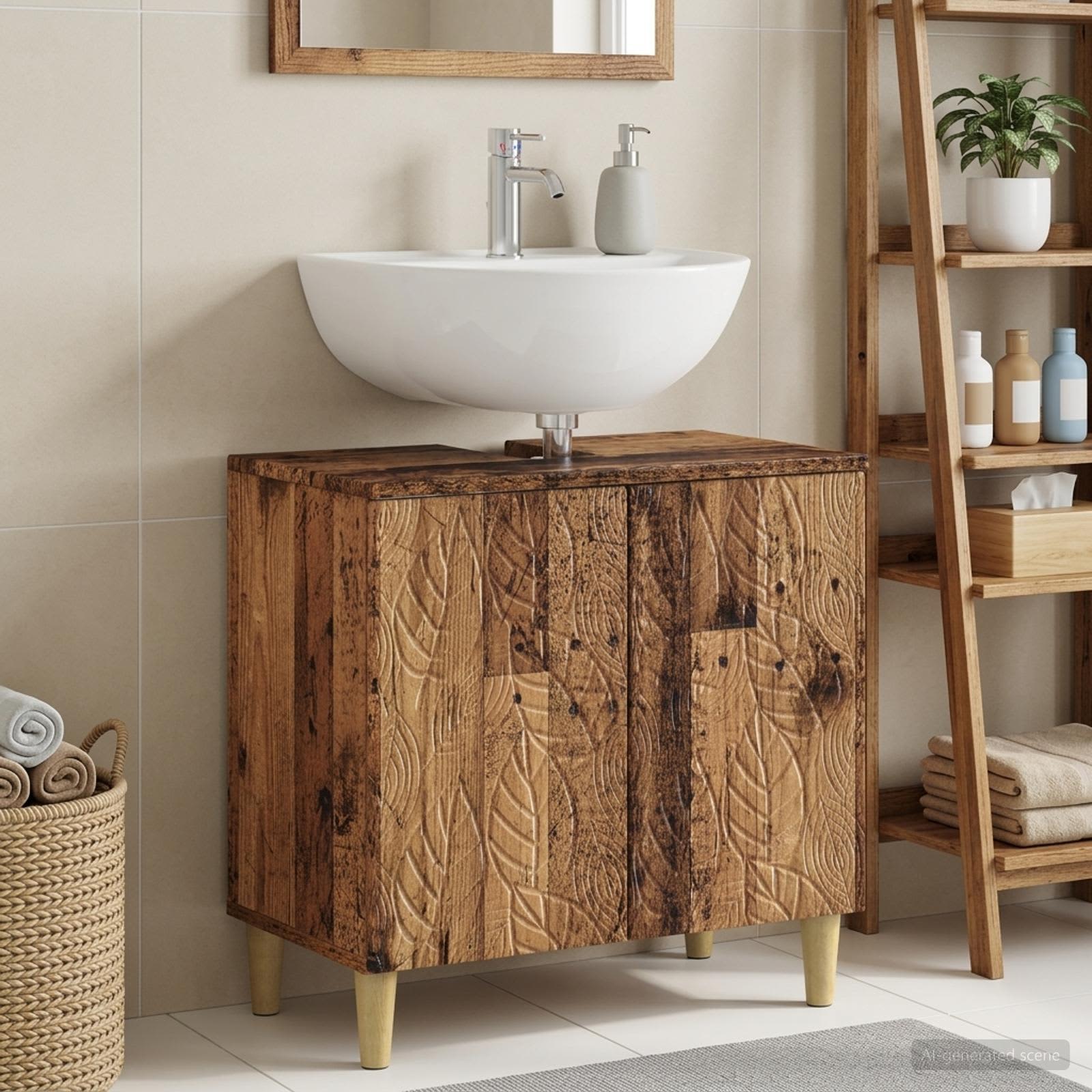 vidaXL Bathroom Sink Cabinet DELFT Old Wood 59.5 x 31.5x 59 cm 1
