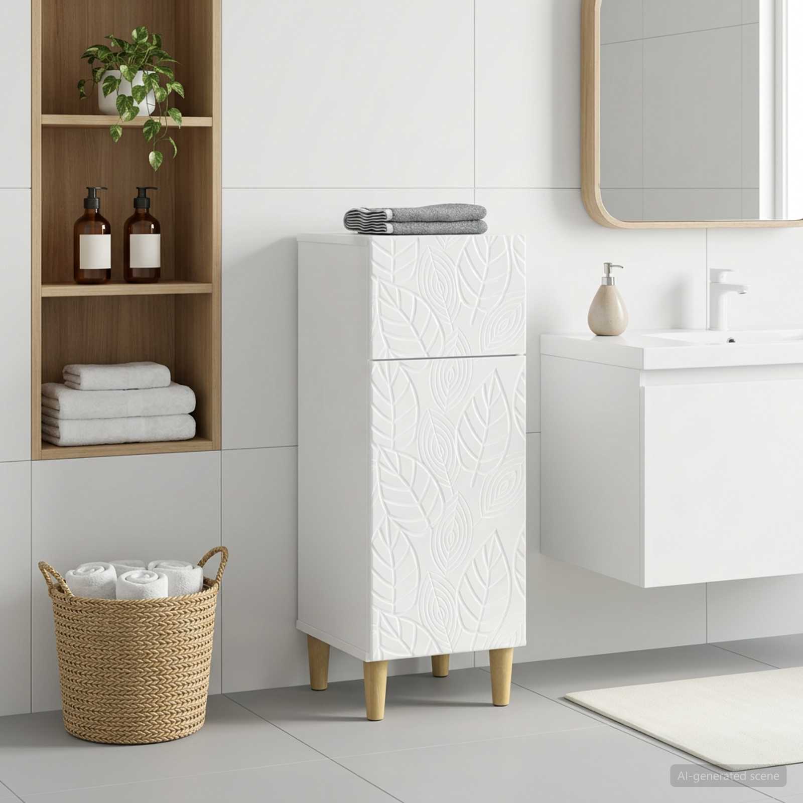 vidaXL Bathroom Storage Cainet DELFT High Gloss White 30 x 31 x 80 cm 1