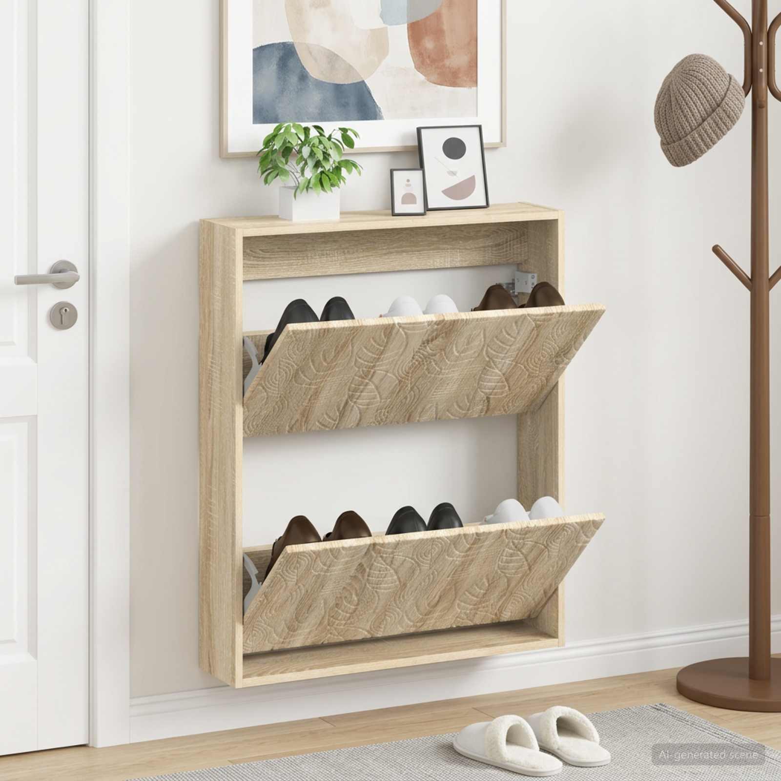 vidaXL Wall-Mounted Shoe Cabinet DELFT 71 x 17 x 86 cm Engineered Wood 1