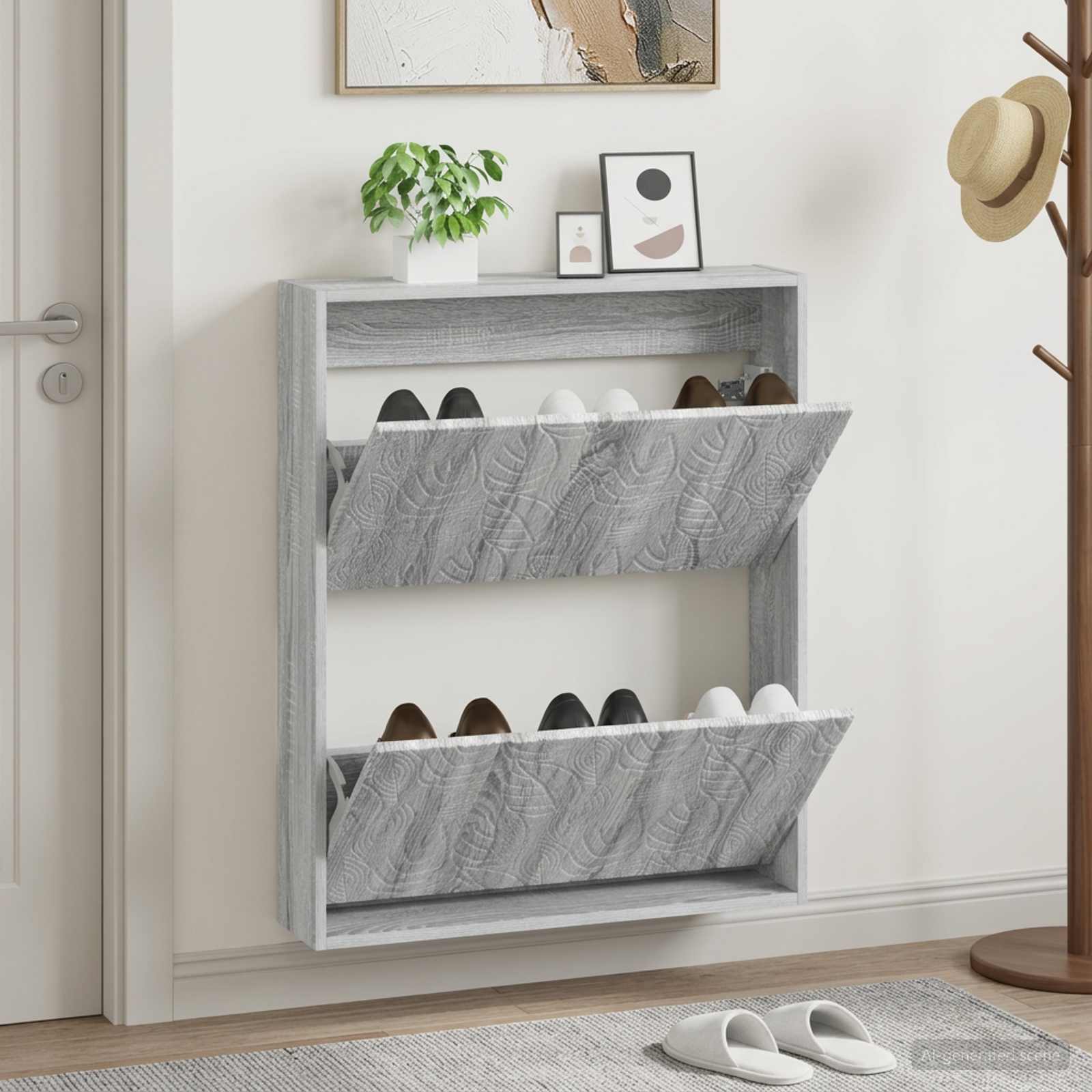 vidaXL Wall-Mounted Shoe Cabinet DELFT 71 x 17 x 86 cm Engineered Wood 1