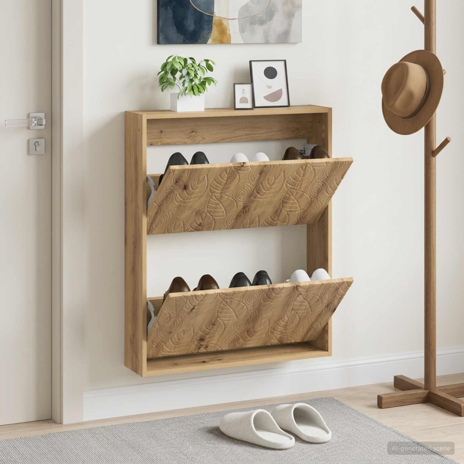 vidaXL Wall-Mounted Shoe Cabinet DELFT 71 x 17 x 86 cm Engineered Wood 1