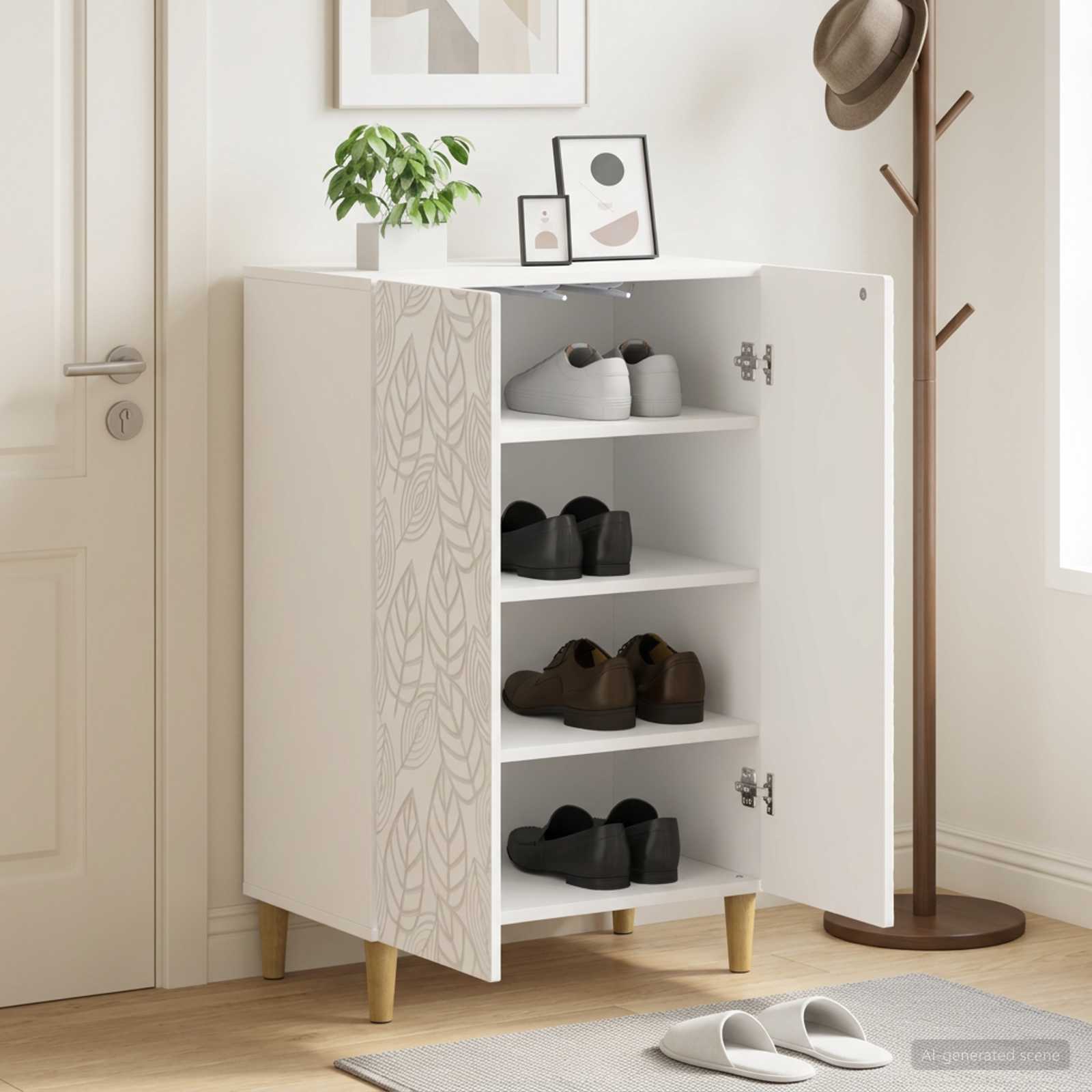 vidaXL Shoe Cabinet DELFT 59.5 x 39.5 x 90 cm Engineered Wood White 1