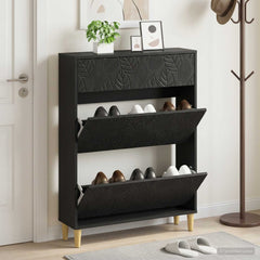 vidaXL Shoe Cabinet DELFT 78 x 24 x 103 cm Engineered Wood Black 1