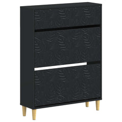 vidaXL Shoe Cabinet DELFT 78 x 24 x 103 cm Engineered Wood Black 2