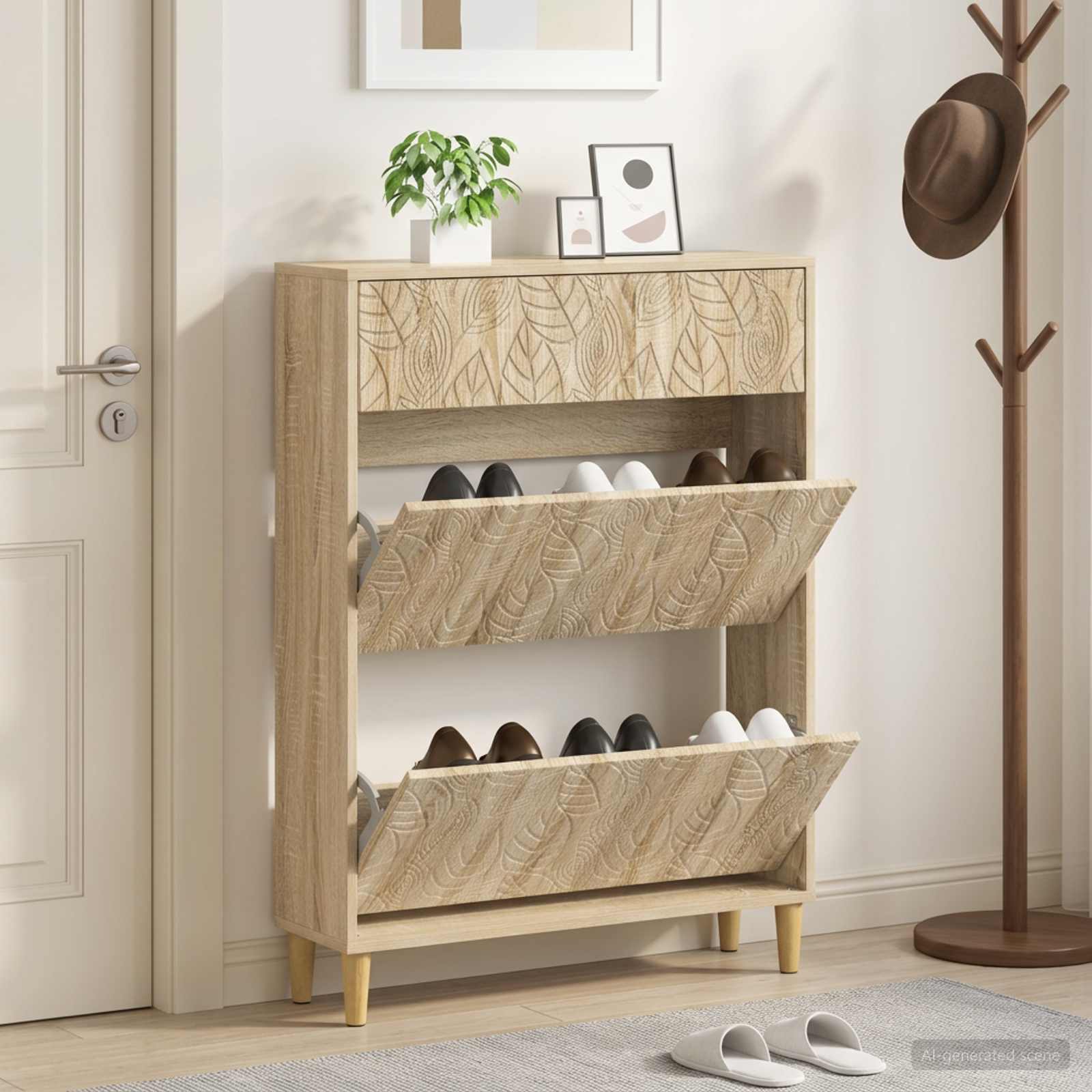 vidaXL Shoe Cabinet DELFT 78 x 24 x 103 cm Engineered Wood Sonoma Oak 1