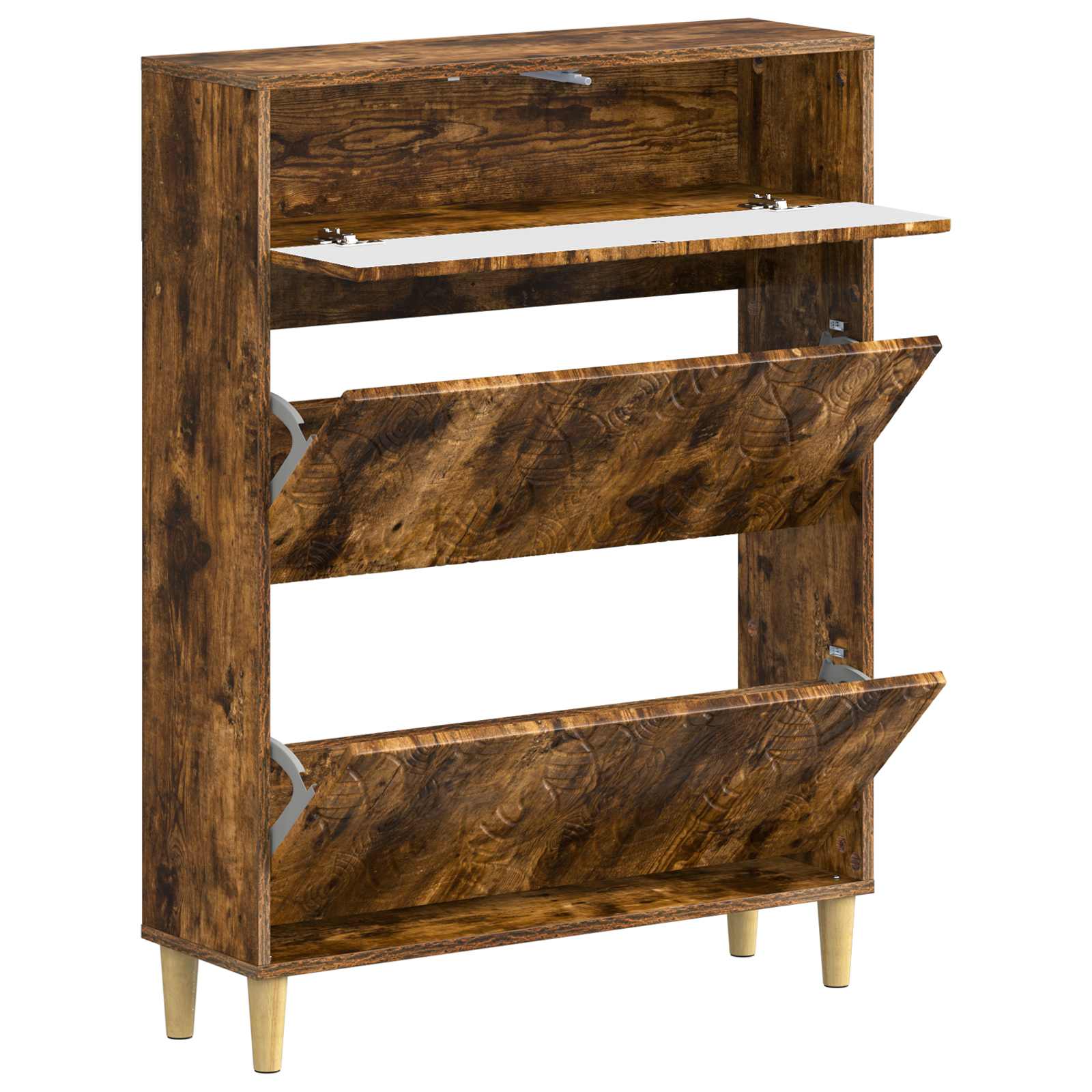 vidaXL Shoe Cabinet DELFT 78 x 24 x 103 cm Engineered Wood Smoked Oak 3