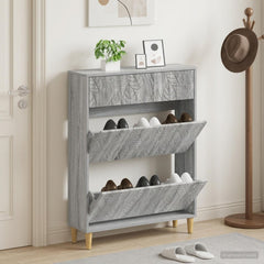 vidaXL Shoe Cabinet DELFT 78 x 24 x 103 cm Engineered Wood Grey Sonoma 1