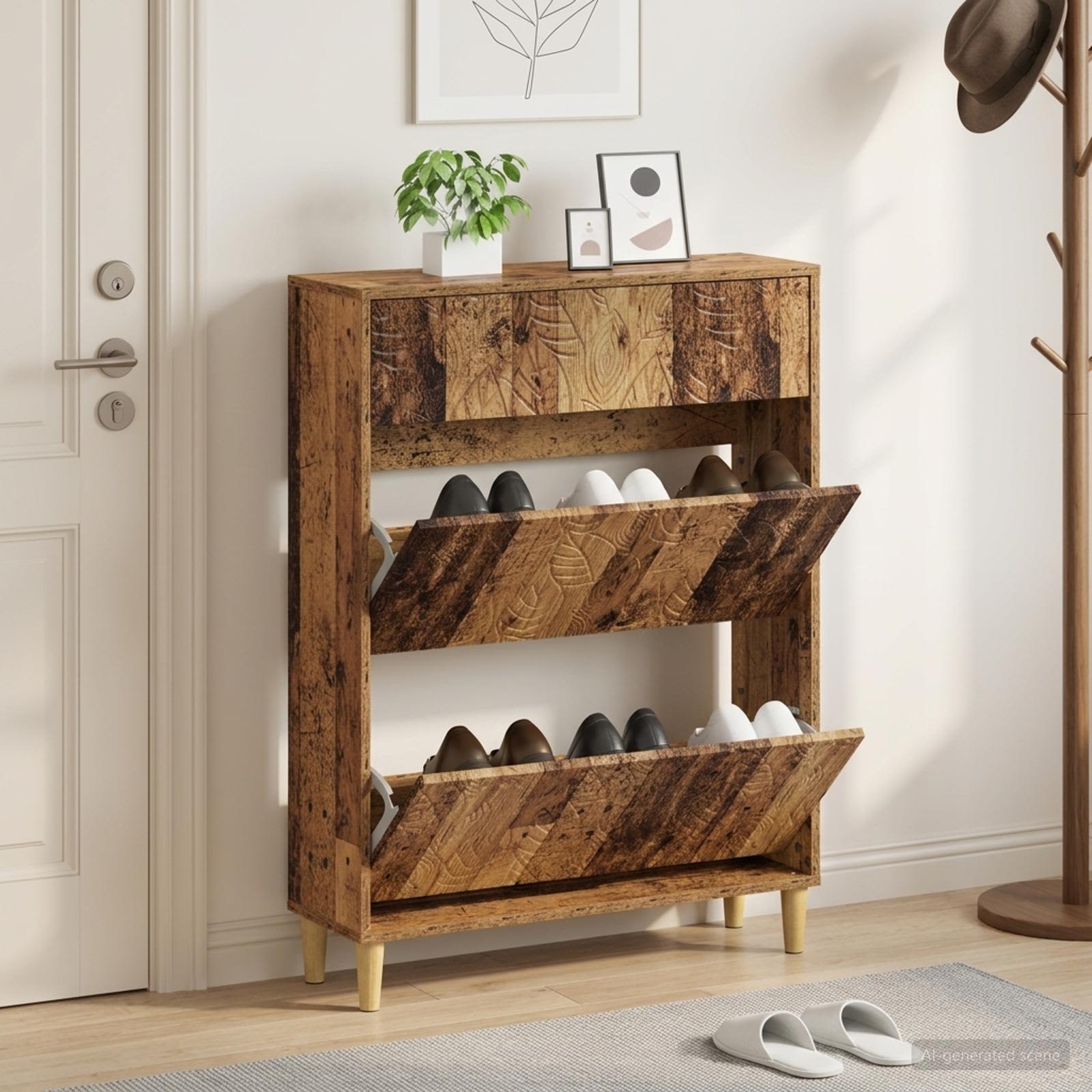 vidaXL Shoe Cabinet DELFT 78 x 24 x 103 cm Engineered Wood Old Wood 1