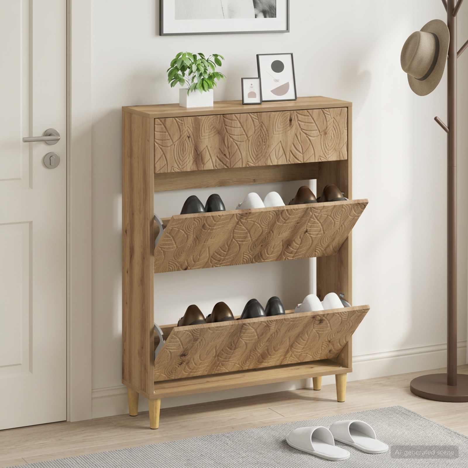 vidaXL Shoe Cabinet DELFT 78 x 24 x 103 cm Engineered Wood Artisan Oak 1