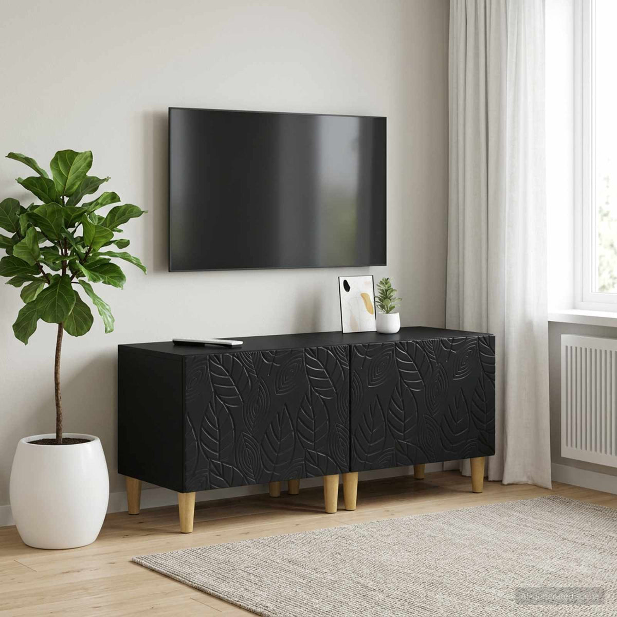 TV Cabinet Engineered Wood Black