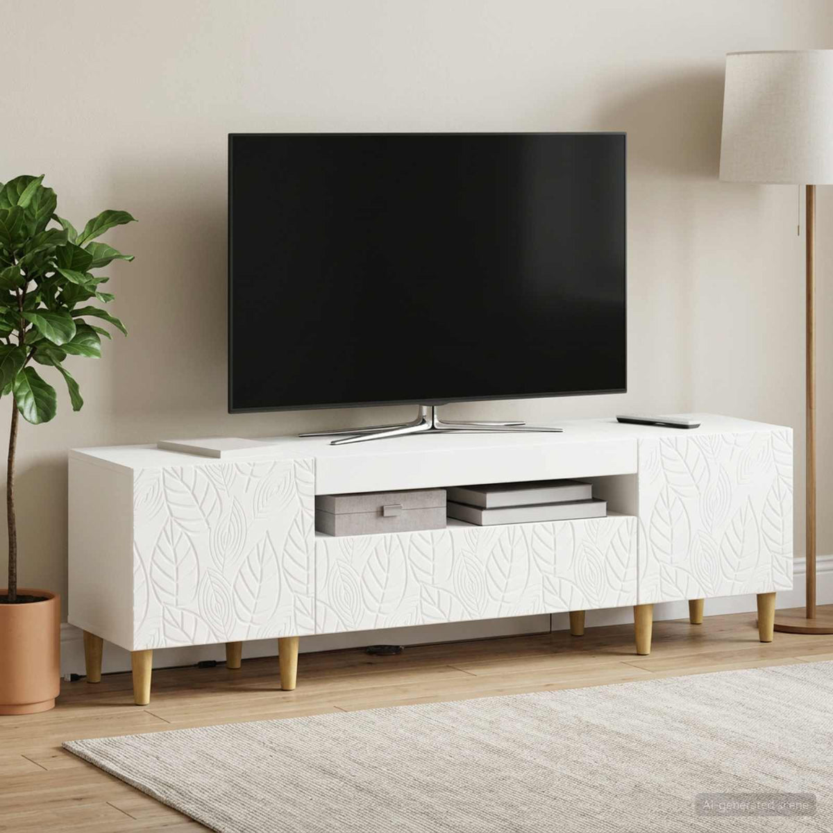 LED TV Cabinet DELFT 153 x 35 x 43 cm White
