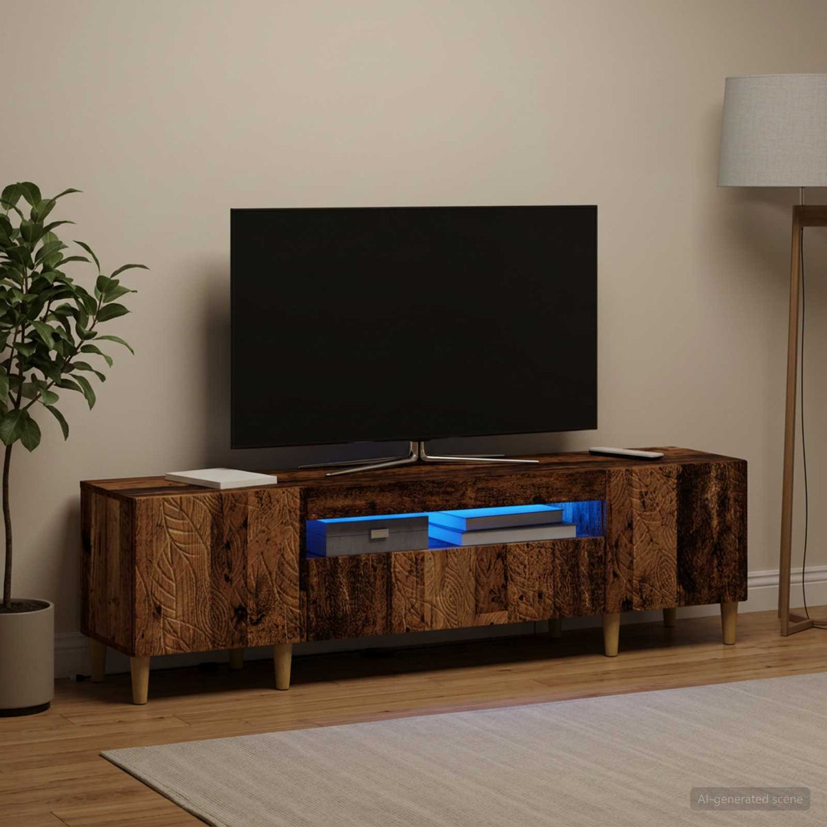 LED TV Cabinet DELFT 153 x 35 x 43 cm Old wood