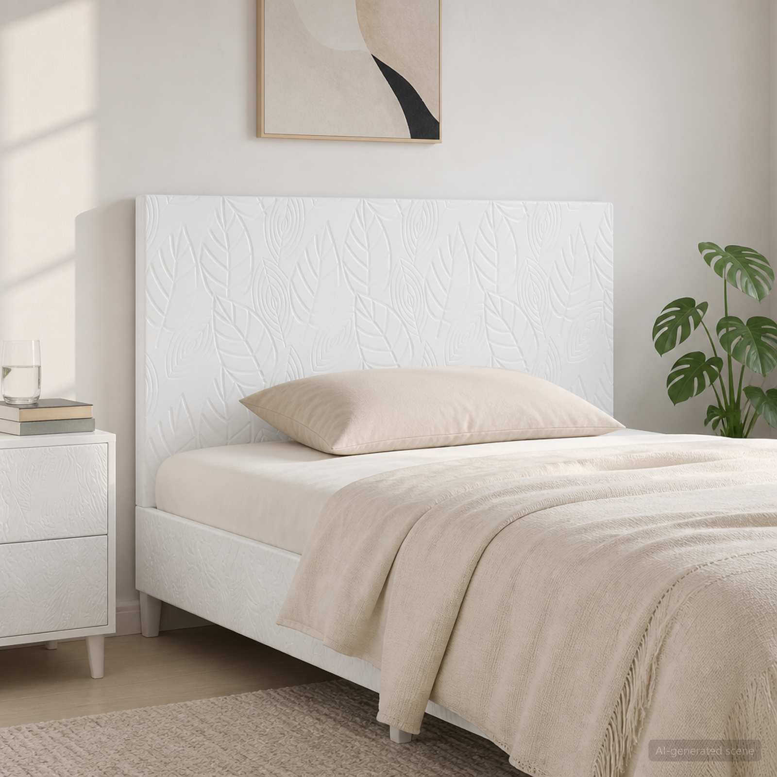vidaXL Wall-Mounted Headboard DELFT High Gloss White Engineered Wood 1