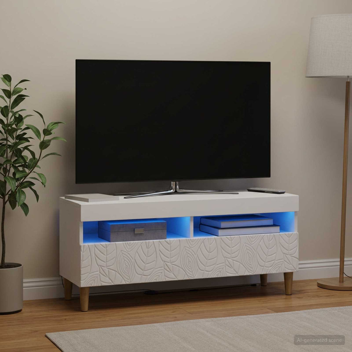 LED TV Cabinet Engineered Wood White