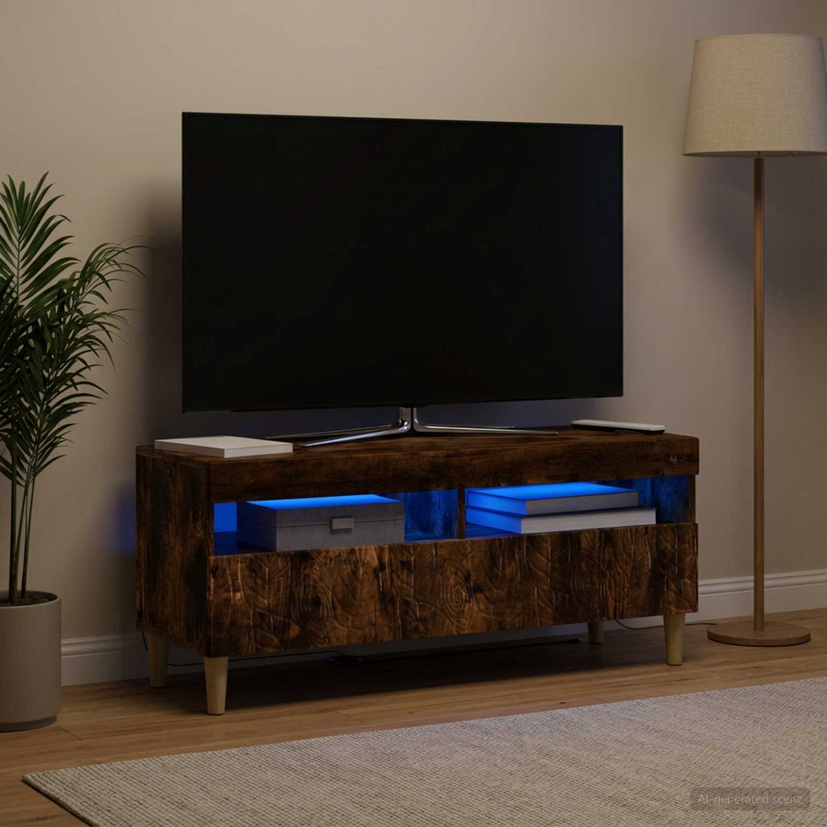 LED TV Cabinet Engineered Wood Smoked oak