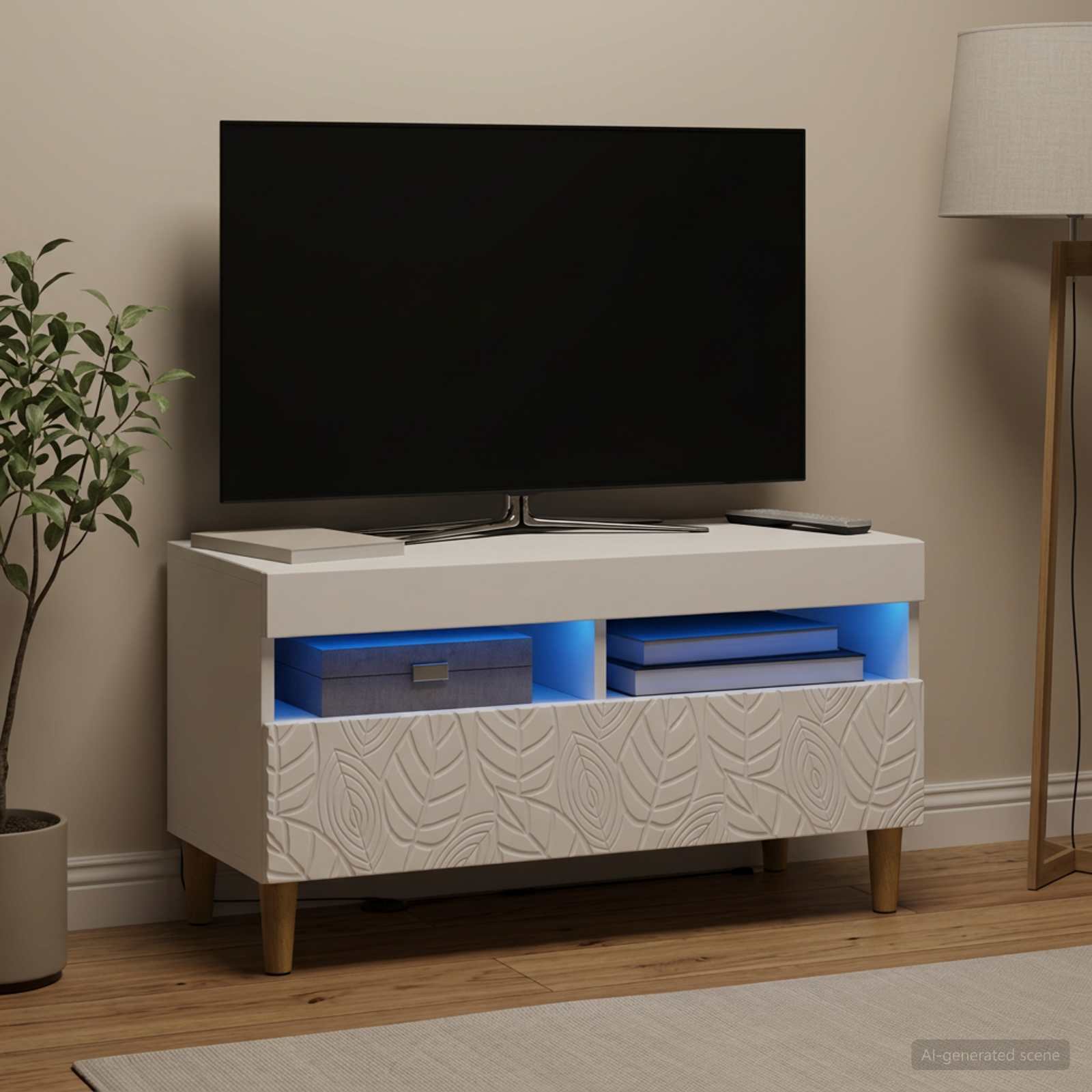 vidaXL LED TV Cabinet White Engineered Wood 1