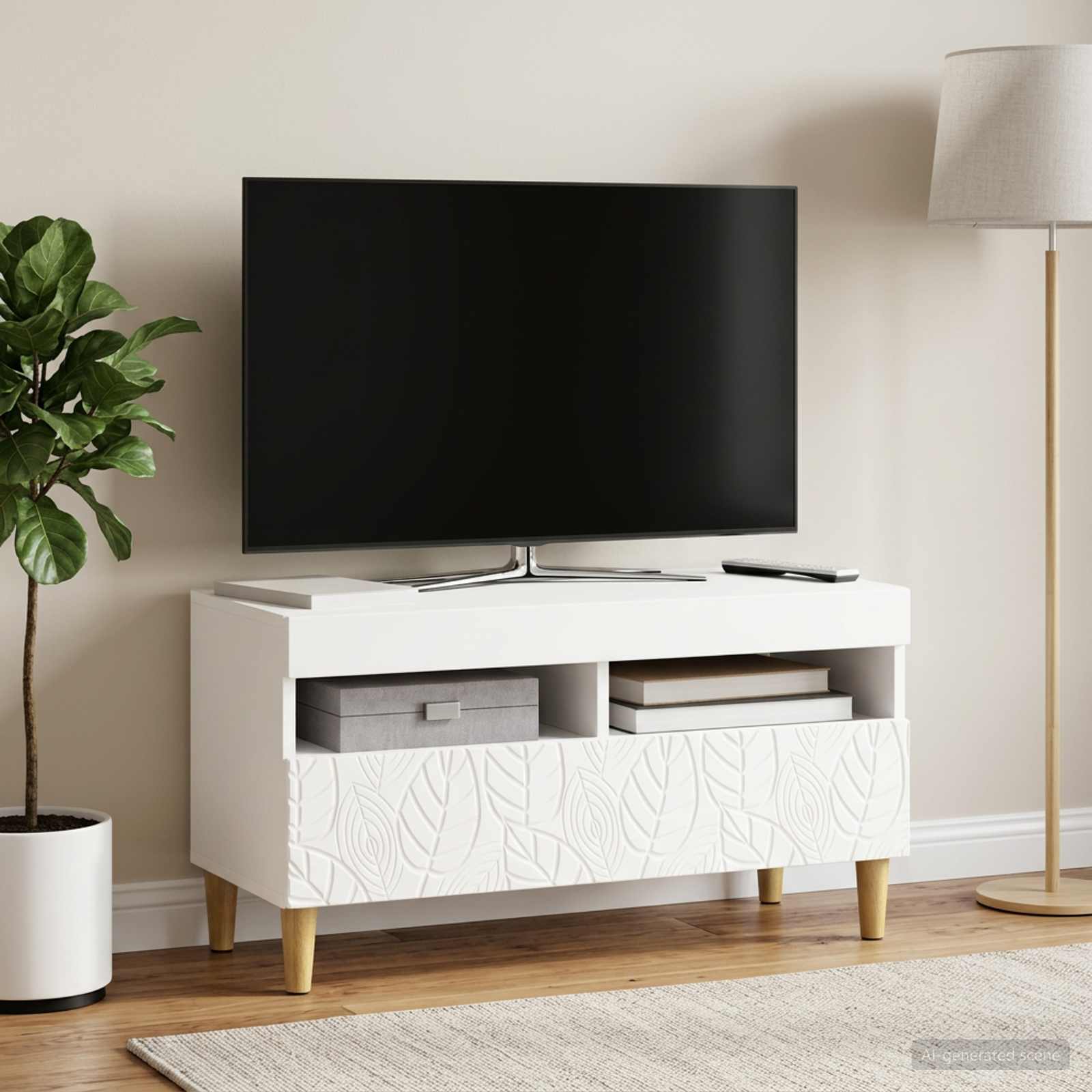 vidaXL LED TV Cabinet White Engineered Wood 4