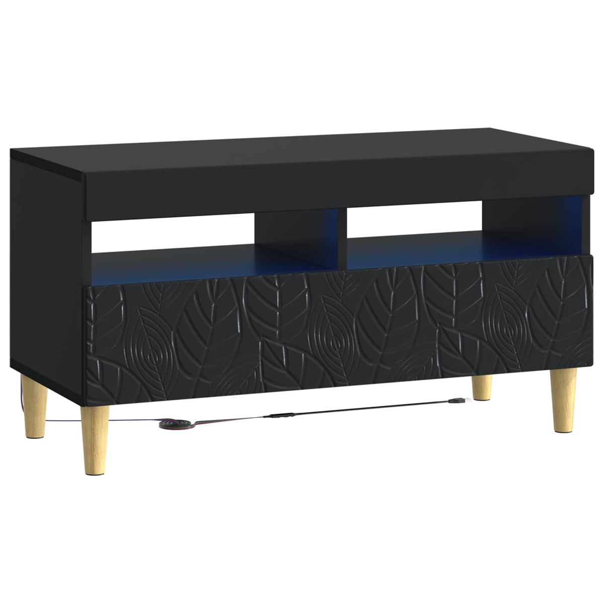 LED TV Cabinet Engineered Wood Black