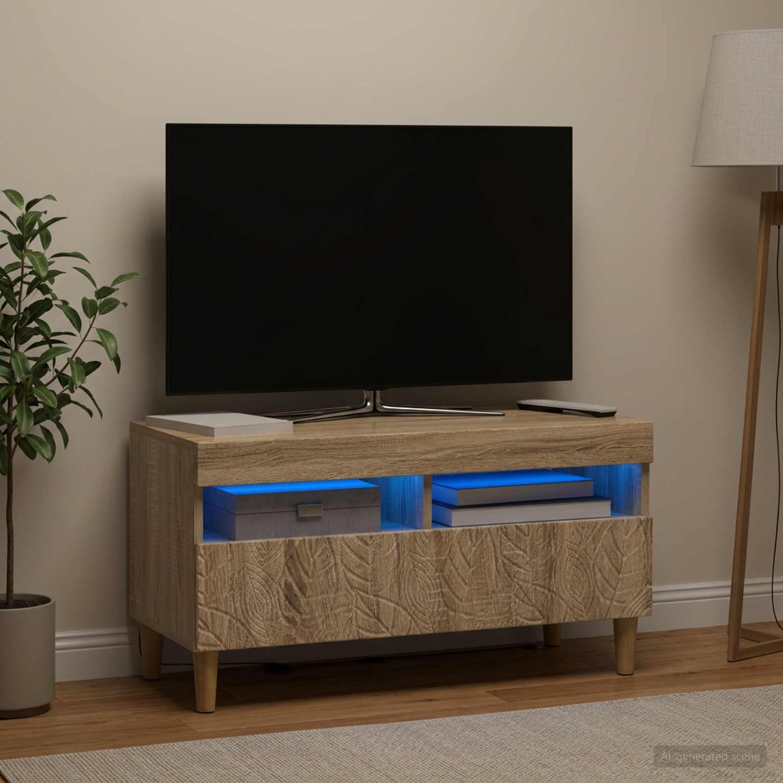 vidaXL LED TV Cabinet Sonoma Oak Engineered Wood 4