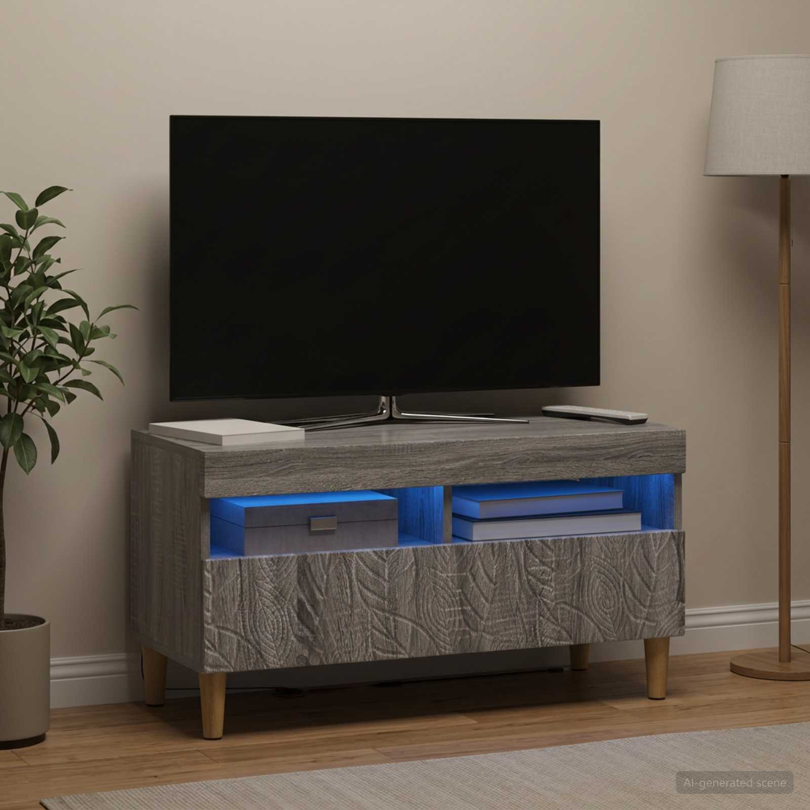 vidaXL LED TV Cabinet Grey Sonoma Engineered Wood 1
