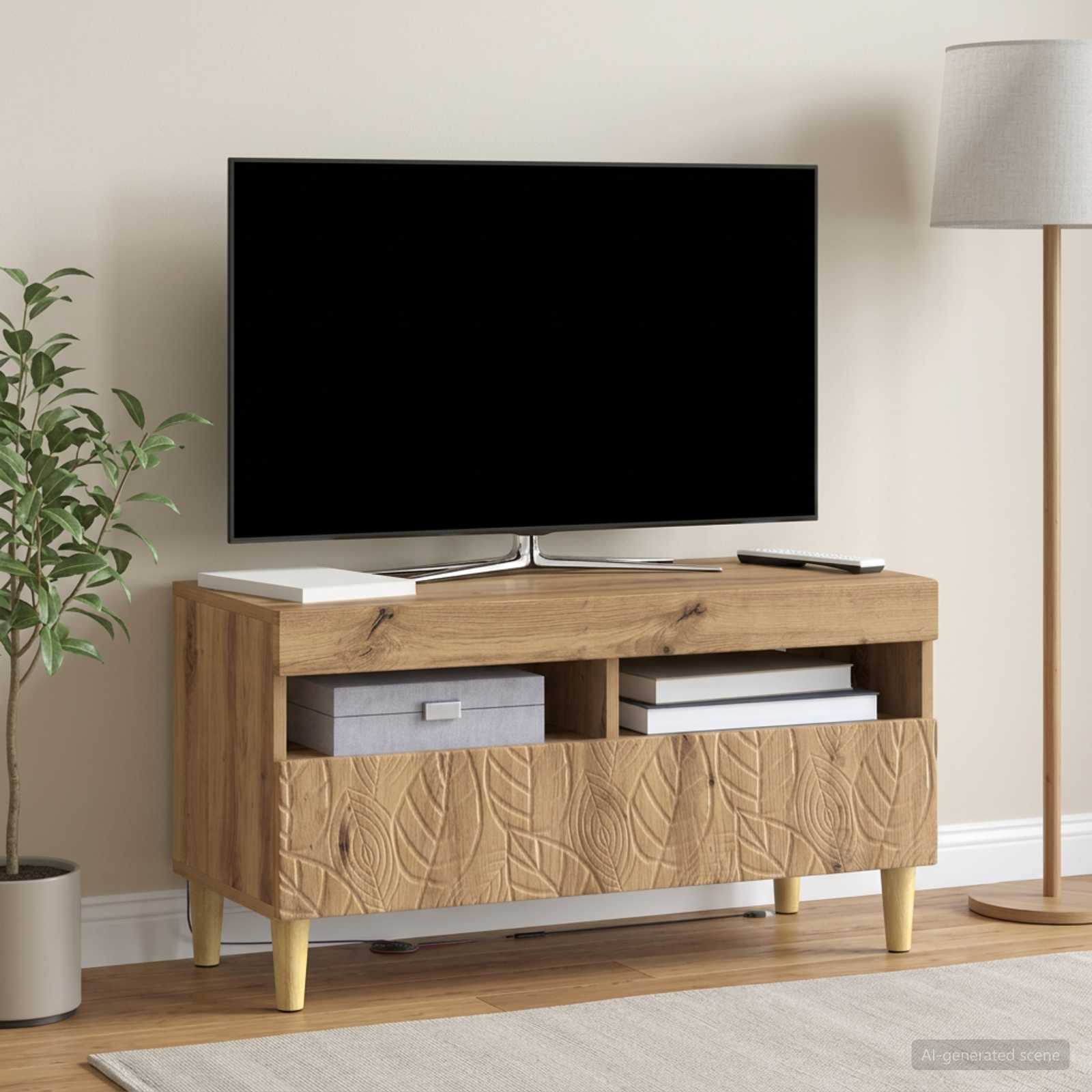 vidaXL LED TV Cabinet Artisan Oak Engineered Wood 4
