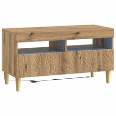 vidaXL LED TV Cabinet Artisan Oak Engineered Wood 2